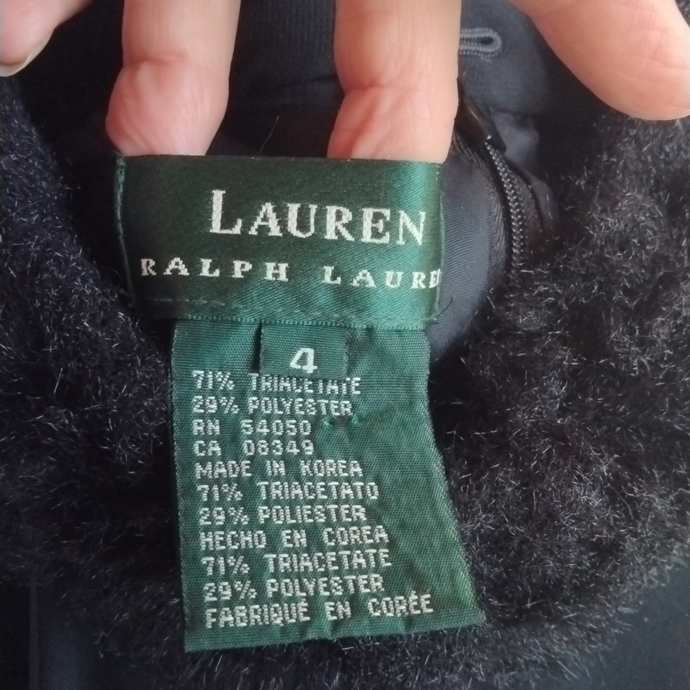 Ralph Lauren black long formal dress with faux fur collar, Vintage size 4 - Picture 6 of 16